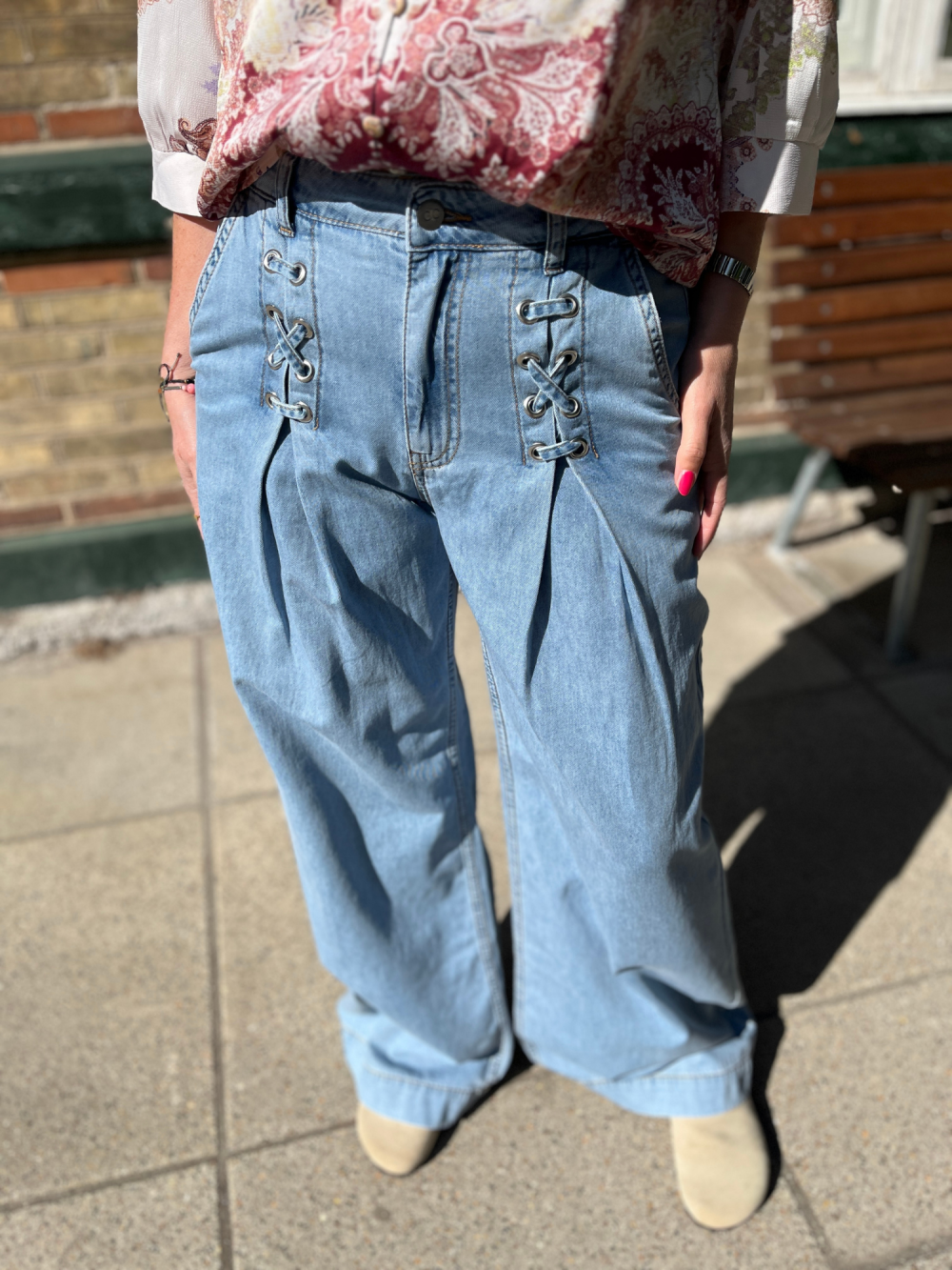 Co´Couture - CindyCC Eyelet Wide Jeans