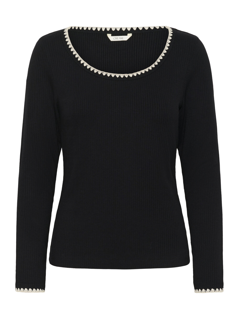 Cream - CRRibba Embroidery LS T-Shirt