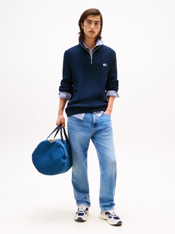 Tommy Jeans - TJM SLIM BADGE CABLE QRTR ZIP