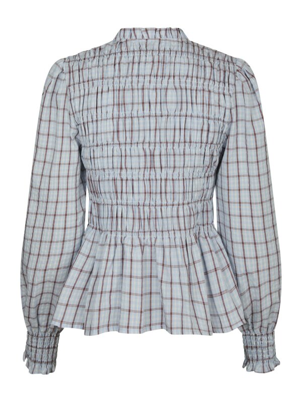 Neo Noir - Mocca Smock Check Bluse Neo Noir - Mocca Smock Check Bluse