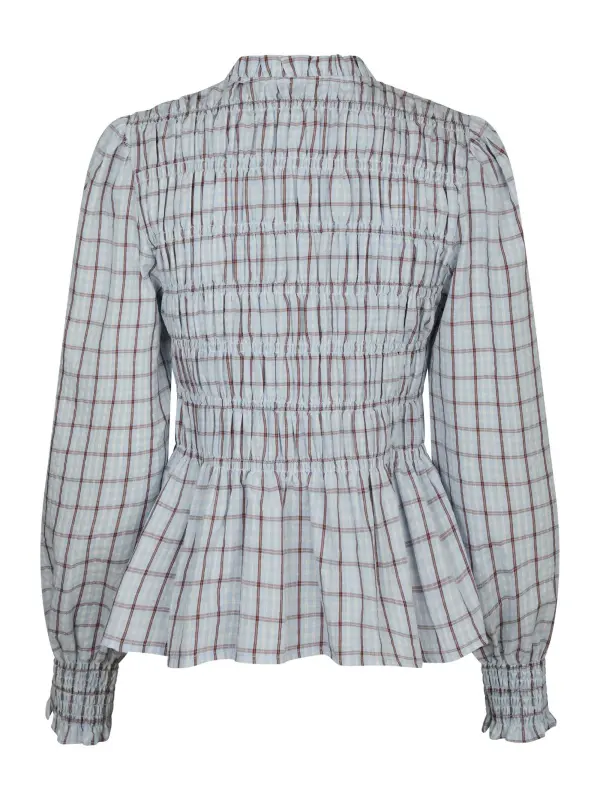 Neo Noir - Mocca Smock Check Bluse