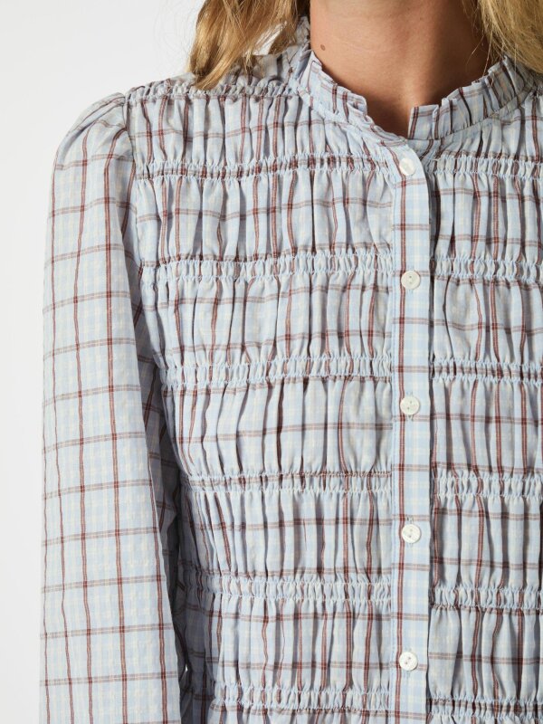 Neo Noir - Mocca Smock Check Bluse Neo Noir - Mocca Smock Check Bluse