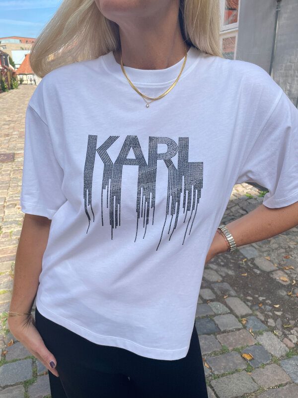 Karl Lagerfeld - Karl Lagerfeld Rhinestone Karl Logo T-shirt White